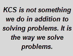 Text Box: KCS is not something we do in addition to solving problems. It is the way we solve problems.